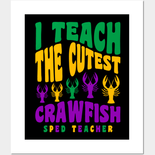 Sped Teacher Mardi Gras Shirt Teach the Cutest Crawfish Posters and Art